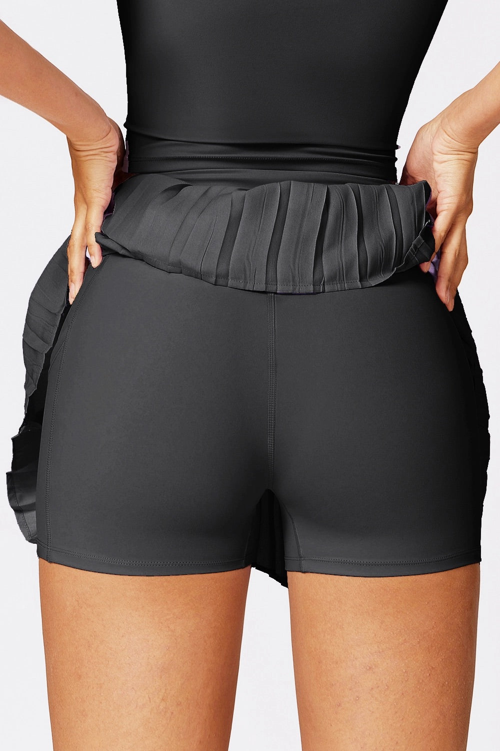 Black Polo Crop Top + Skort Set