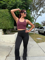 Burgundy High Impact Mesh Sports Bra