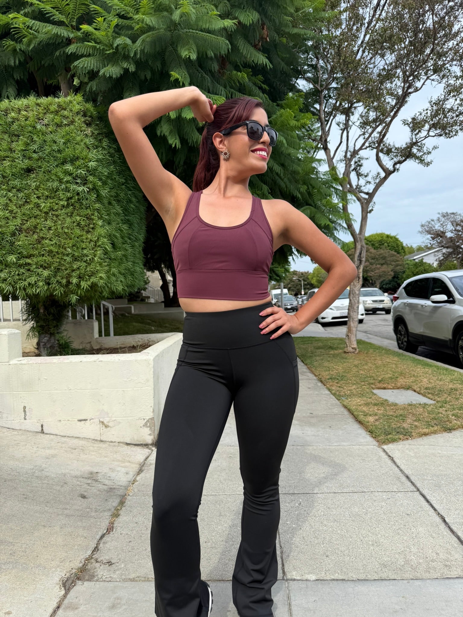 Burgundy High Impact Mesh Sports Bra