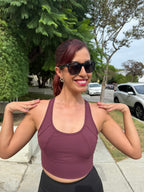 Burgundy High Impact Mesh Sports Bra