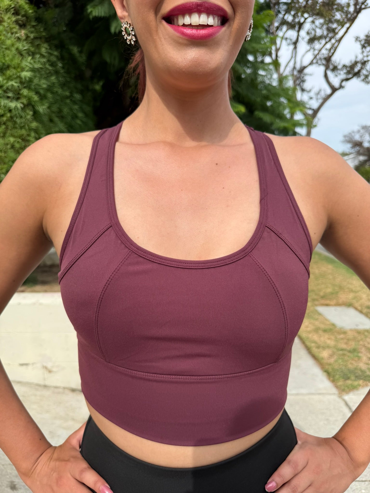 Burgundy High Impact Mesh Sports Bra