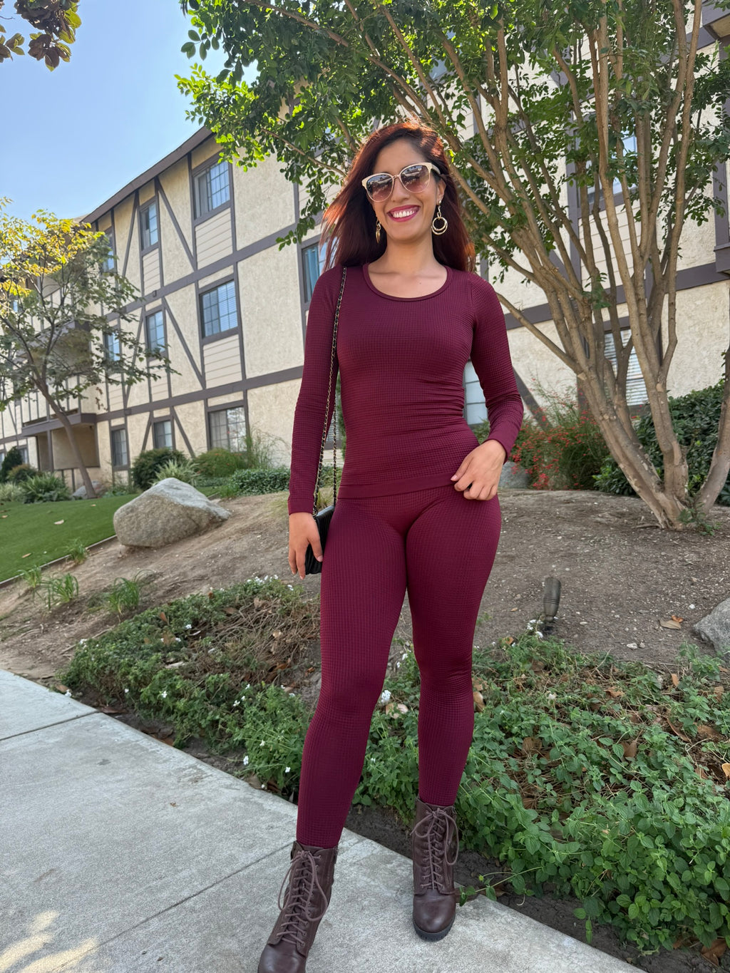 Burgundy Thermal Soft Long Sleeve & Legging Set