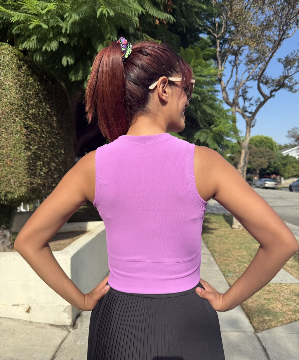 Lilac Purple Ribbed Workout Top