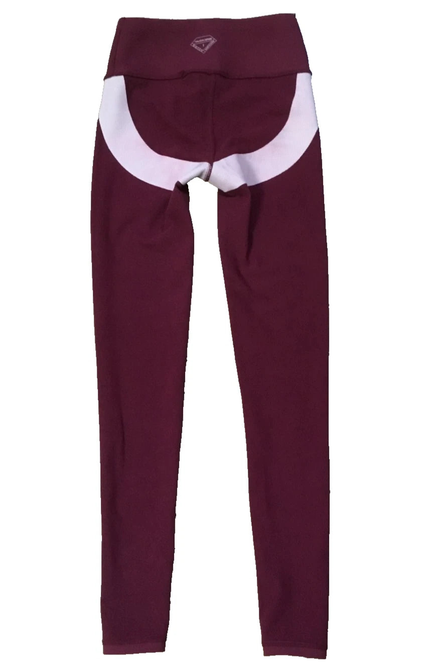 Burgundy Fleece Butt Lifting Leggings