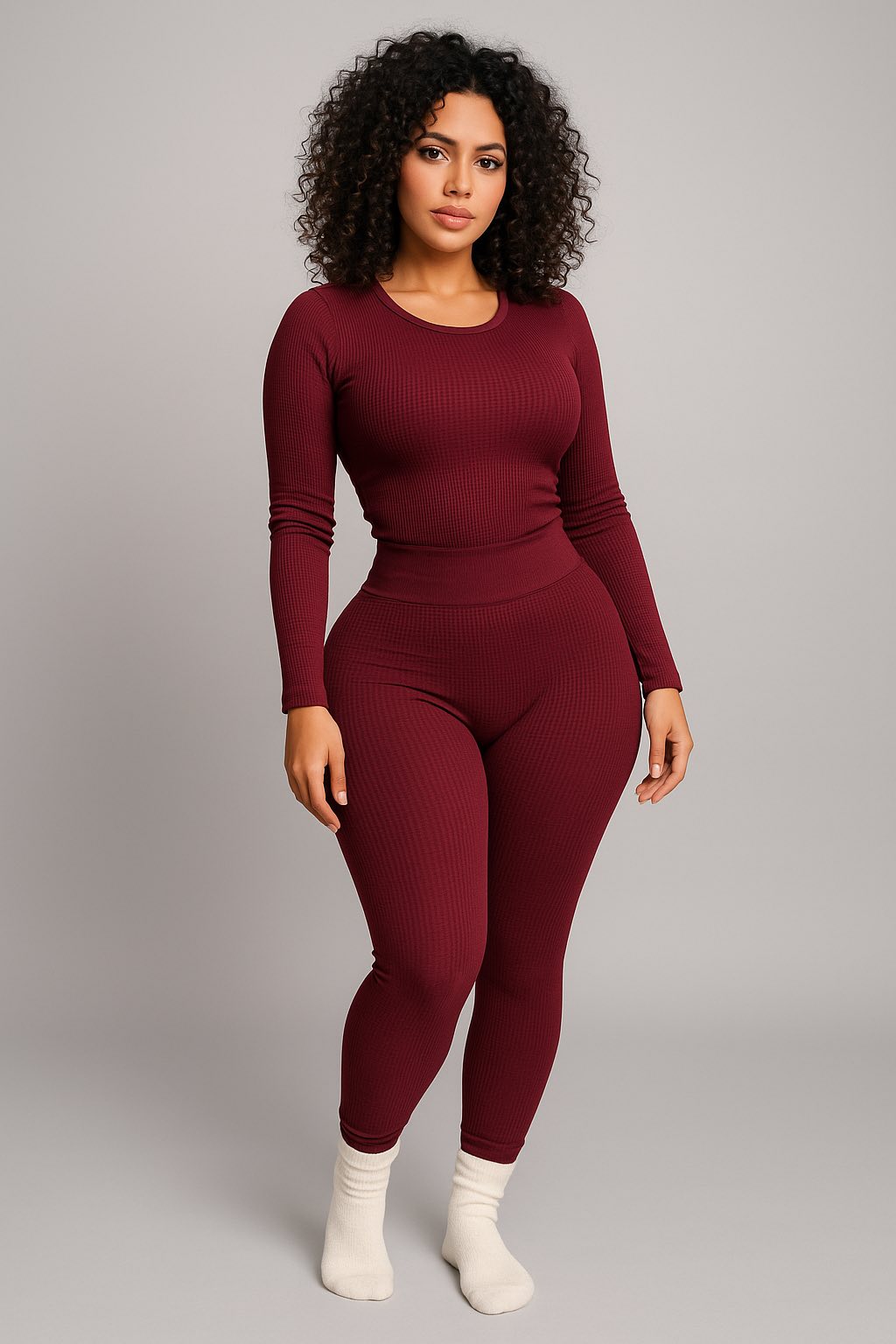 Burgundy Thermal Soft Long Sleeve & Legging Set