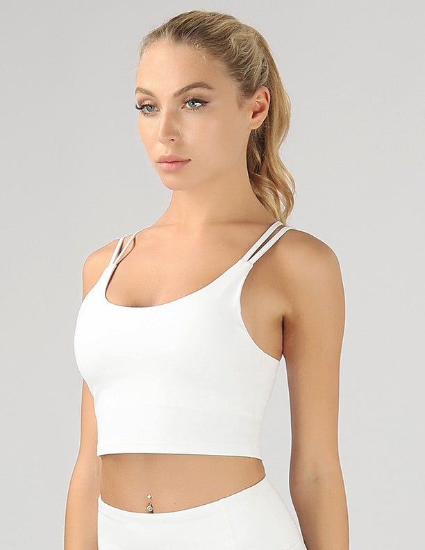 White Ribbed Sports Bra