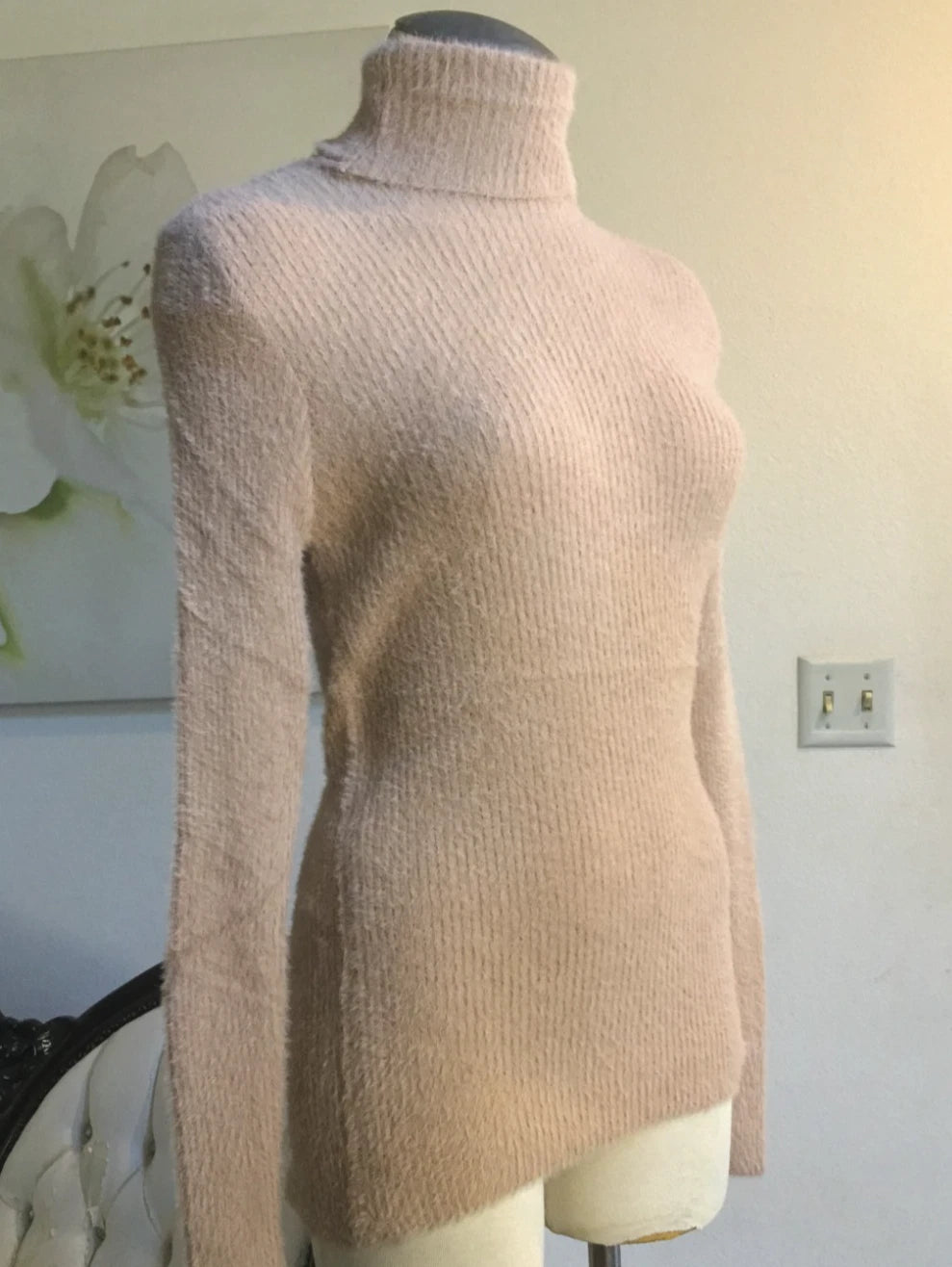 Light Brown Fuzzy Turtleneck Sweater