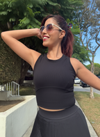 Black Ribbed Workout Top