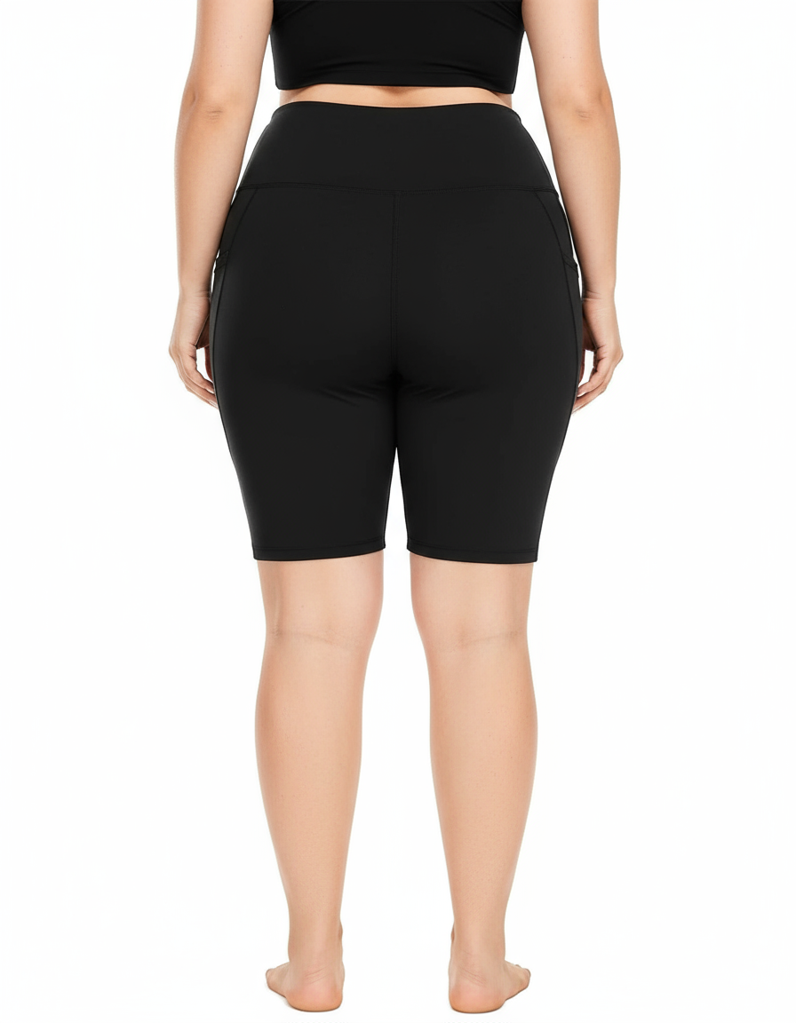 Plus Size Black Biker Running Shorts