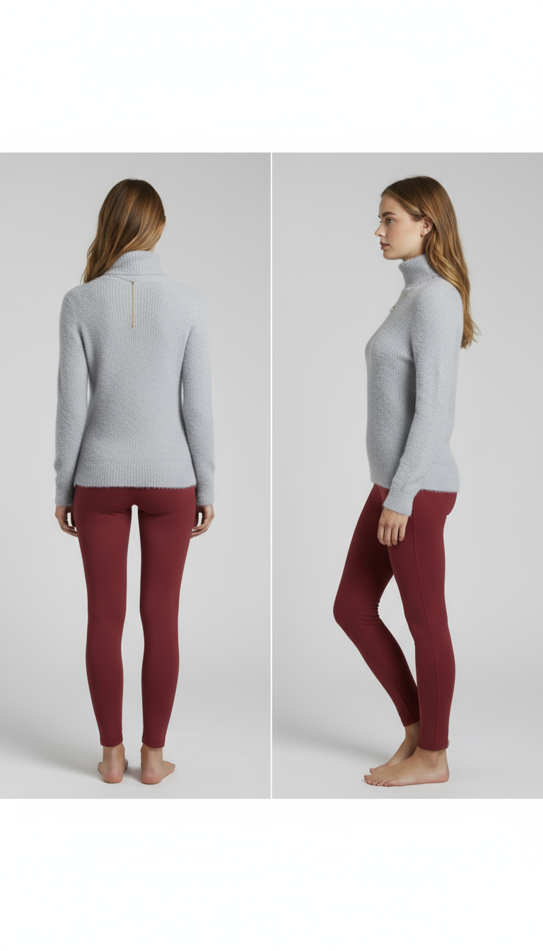 Gray Fuzzy Turtleneck Sweater