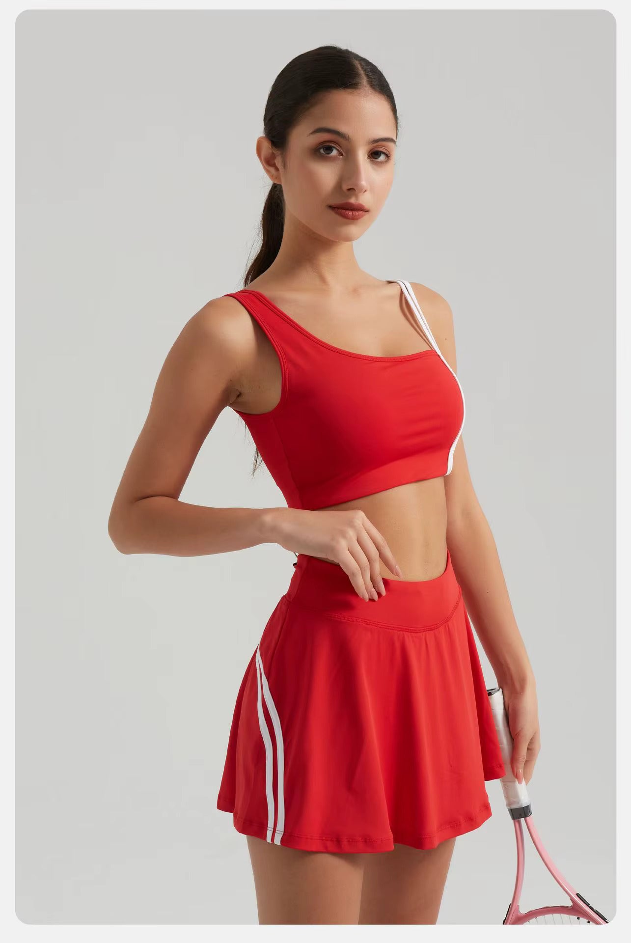 Court Stripe Tennis Skirt and Top 2-Piece Set